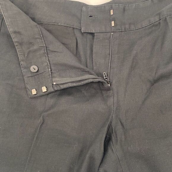 J.Jill Stretch Linen‎ Blend Straight Pants Flat Front Black Size 8 - Picture 3 of 11